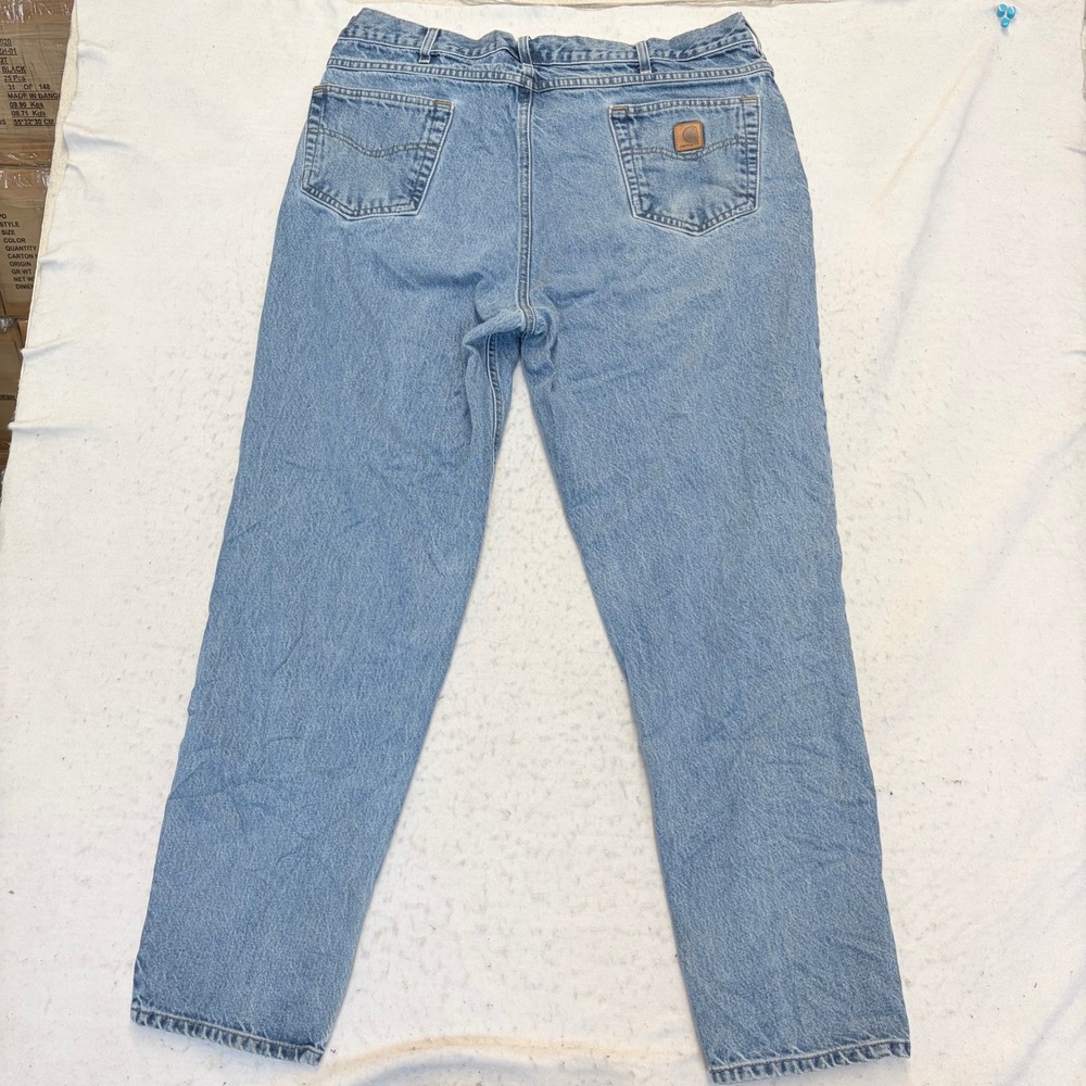 Carhartt B17 DST Relaxed Fit Jeans Mens 42x34 Blue Denim Workwear Straight Leg